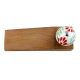 White Red Floral Crackle Ceramic Wooden Door Stopper